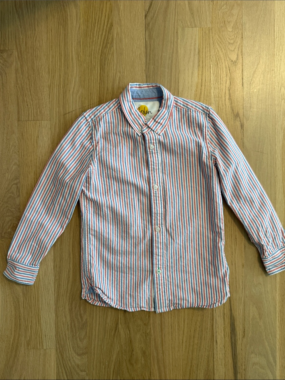 Boden Blue and Red Striped Button-Down Shirt